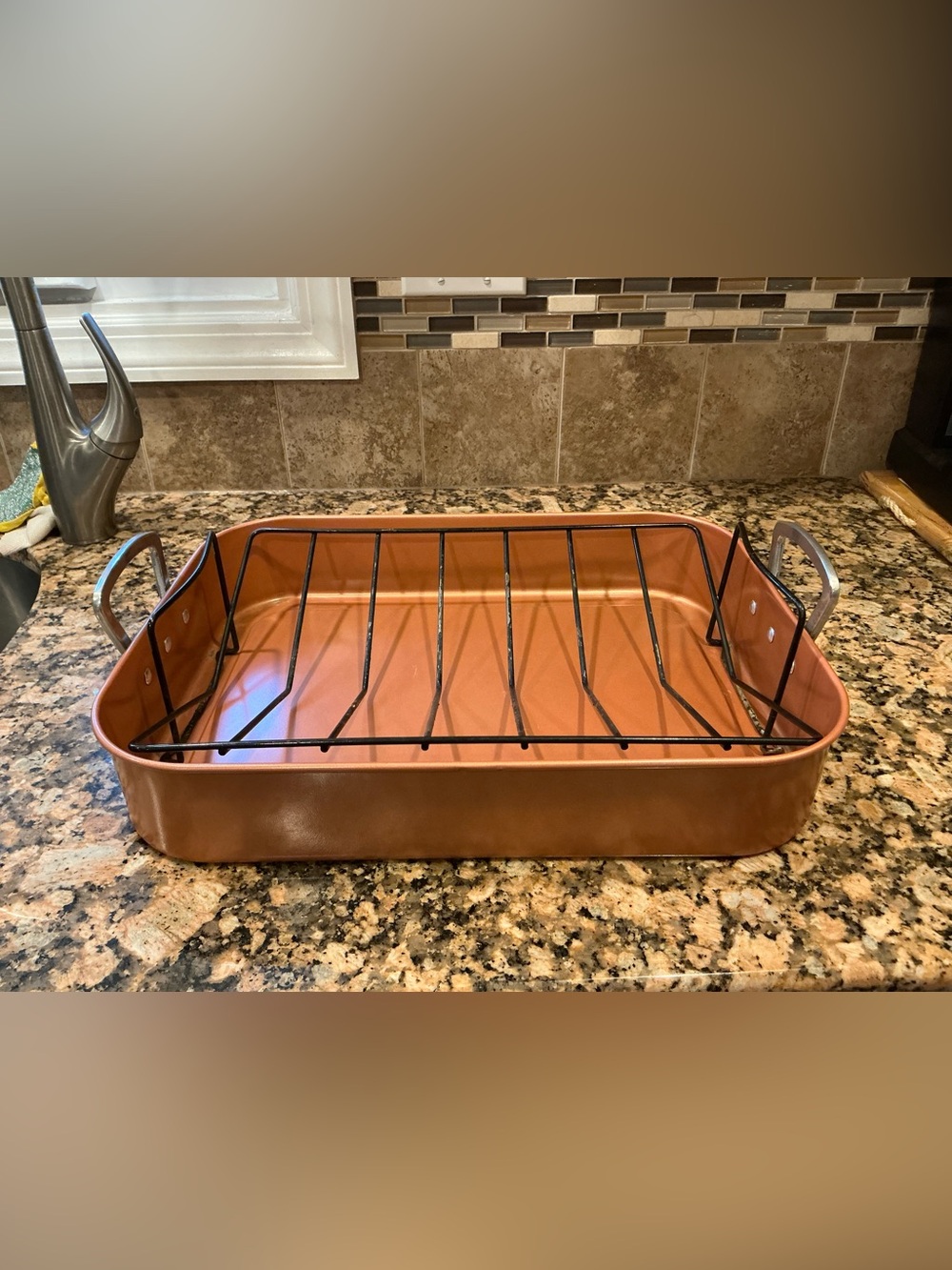 Eco+Chef Copper Series 16” Ceramic Nonstick Roaster Pan w/ Rack